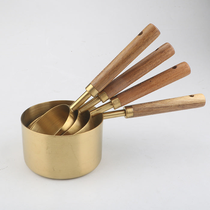 Jiusuo Copper Color Wooden Handle Measuring Spoon
