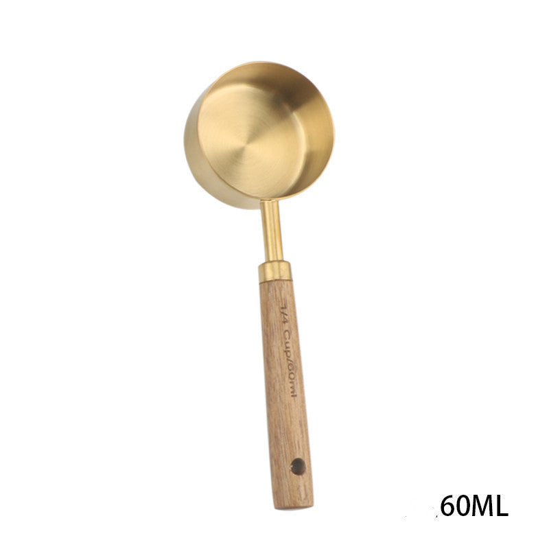 Jiusuo Copper Color Wooden Handle Measuring Spoon