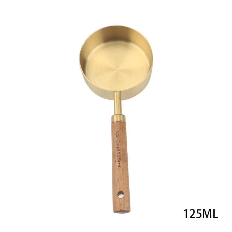 Jiusuo Copper Color Wooden Handle Measuring Spoon
