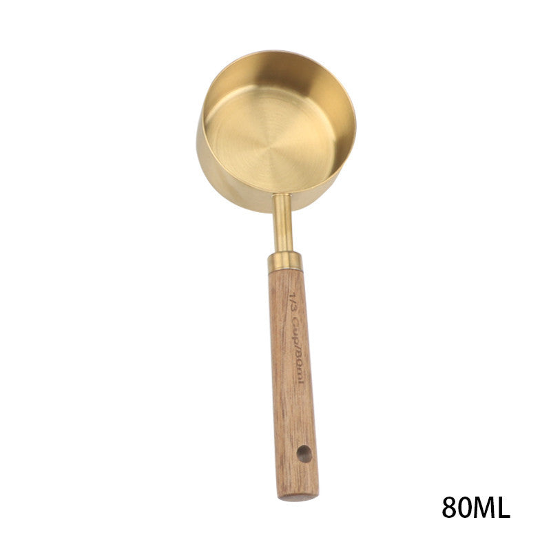 Jiusuo Copper Color Wooden Handle Measuring Spoon