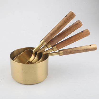 Jiusuo Copper Color Wooden Handle Measuring Spoon
